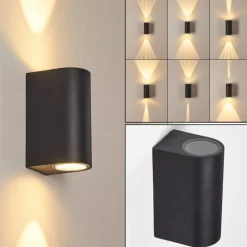 Applique murale d'extérieur Komoren LED Noir, 2 lumières