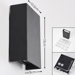 Applique murale d'extérieur Benin LED Noir, 2 lumières