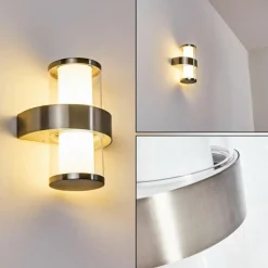 Applique murale d'extérieur Parawa LED Nickel mat, 2 lumières