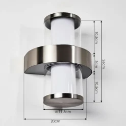 Applique murale d'extérieur Parawa LED Nickel mat, 2 lumières