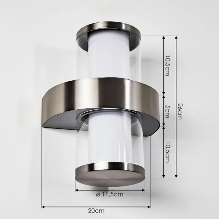 Applique murale d'extérieur Parawa LED Nickel mat, 2 lumières