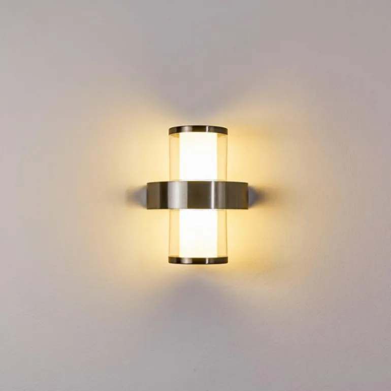 Applique murale d'extérieur Parawa LED Nickel mat, 2 lumières