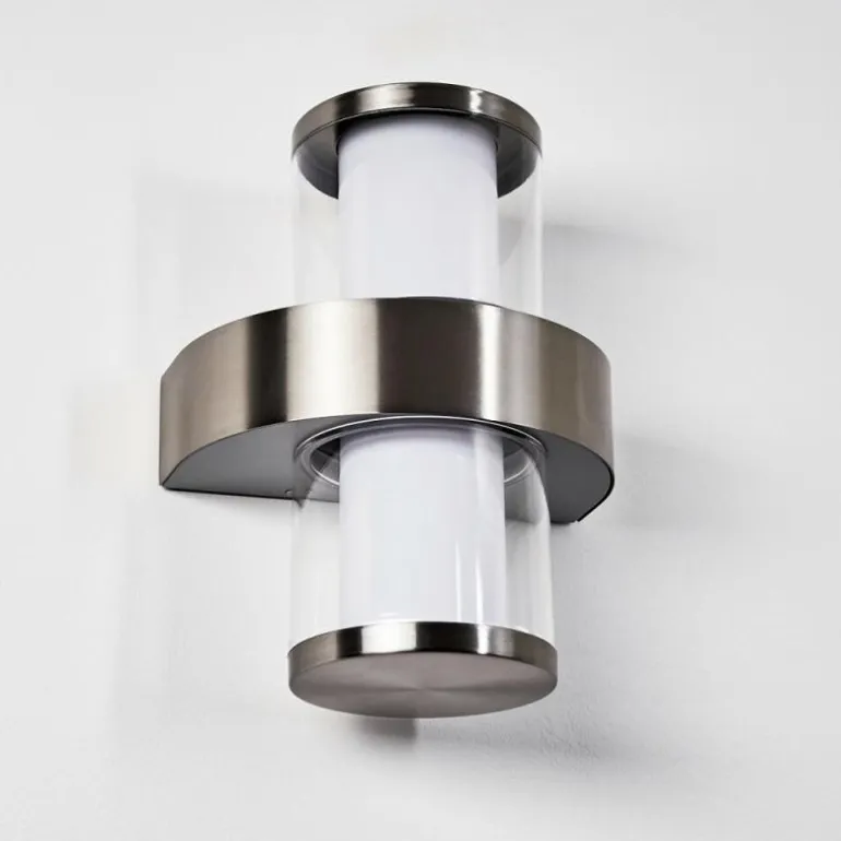 Applique murale d'extérieur Parawa LED Nickel mat, 2 lumières