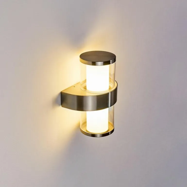 Applique murale d'extérieur Parawa LED Nickel mat, 2 lumières