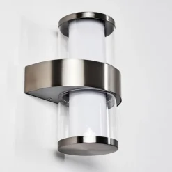 Applique murale d'extérieur Parawa LED Nickel mat, 2 lumières
