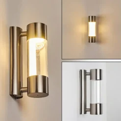 Applique murale d'extérieur Caivano LED Nickel mat, 1 lumière