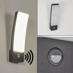 Applique murale d'extérieur Maseru LED Anthracite, 1 lumière, Détecteur de mouvement