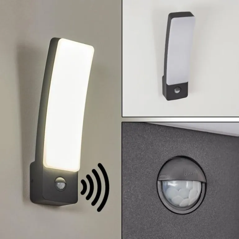 Applique murale d'extérieur Maseru LED Anthracite, 1 lumière, Détecteur de mouvement