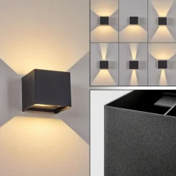 Applique murale d'extérieur Everton LED Noir, 2 lumières