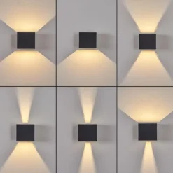 Applique murale d'extérieur Everton LED Noir, 2 lumières