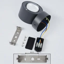 Applique murale d'extérieur Andersro LED Noir, 2 lumières