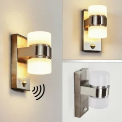 Applique murale d'extérieur Tiarp LED Nickel mat, 2 lumières, Détecteur de mouvement