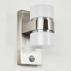 Applique murale d'extérieur Tiarp LED Nickel mat, 2 lumières, Détecteur de mouvement