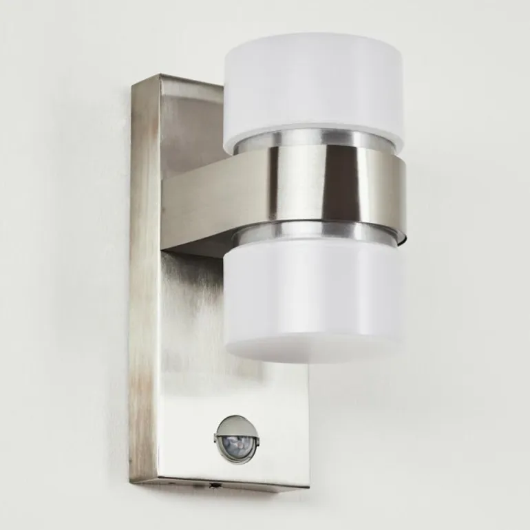Applique murale d'extérieur Tiarp LED Nickel mat, 2 lumières, Détecteur de mouvement