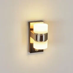 Applique murale d'extérieur Tiarp LED Nickel mat, 2 lumières, Détecteur de mouvement