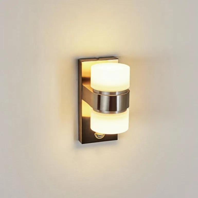 Applique murale d'extérieur Tiarp LED Nickel mat, 2 lumières, Détecteur de mouvement