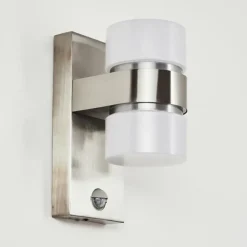 Applique murale d'extérieur Tiarp LED Nickel mat, 2 lumières, Détecteur de mouvement