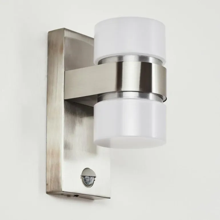 Applique murale d'extérieur Tiarp LED Nickel mat, 2 lumières, Détecteur de mouvement