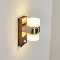 Applique murale d'extérieur Tiarp LED Nickel mat, 2 lumières, Détecteur de mouvement