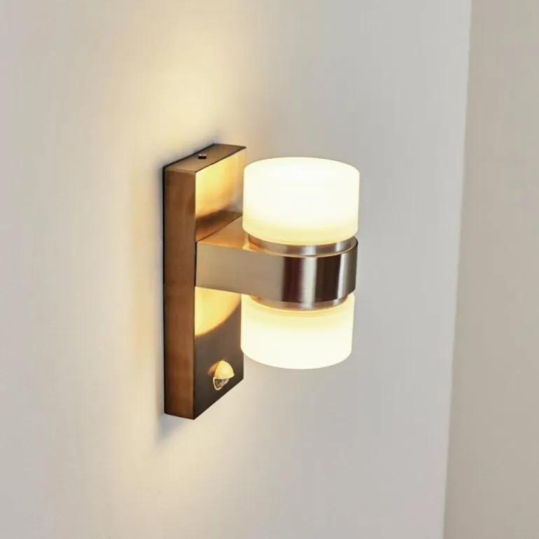 Applique murale d'extérieur Tiarp LED Nickel mat, 2 lumières, Détecteur de mouvement