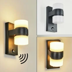 Applique murale d'extérieur Tiarp LED Noir, 2 lumières, Détecteur de mouvement