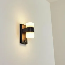 Applique murale d'extérieur Tiarp LED Noir, 2 lumières, Détecteur de mouvement