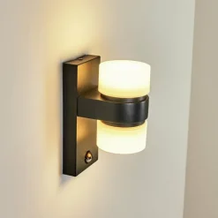 Applique murale d'extérieur Tiarp LED Noir, 2 lumières, Détecteur de mouvement