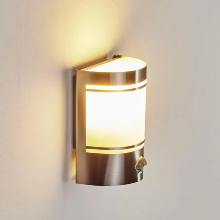 Applique murale d'extérieur Visnum Nickel mat, Blanc, 1 lumière, Détecteur de mouvement