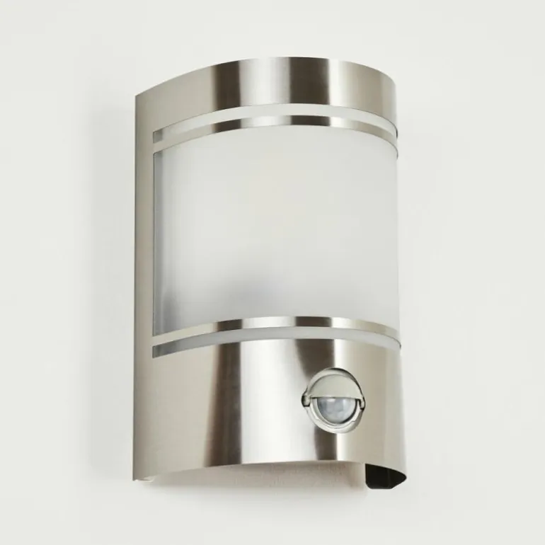 Applique murale d'extérieur Visnum Nickel mat, Blanc, 1 lumière, Détecteur de mouvement