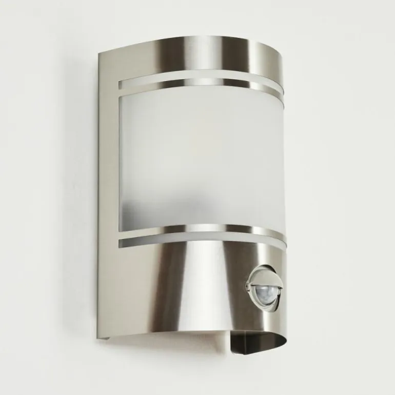 Applique murale d'extérieur Visnum Nickel mat, Blanc, 1 lumière, Détecteur de mouvement