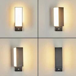 Applique murale d'extérieur Swanek LED Anthracite, 1 lumière, Détecteur de mouvement