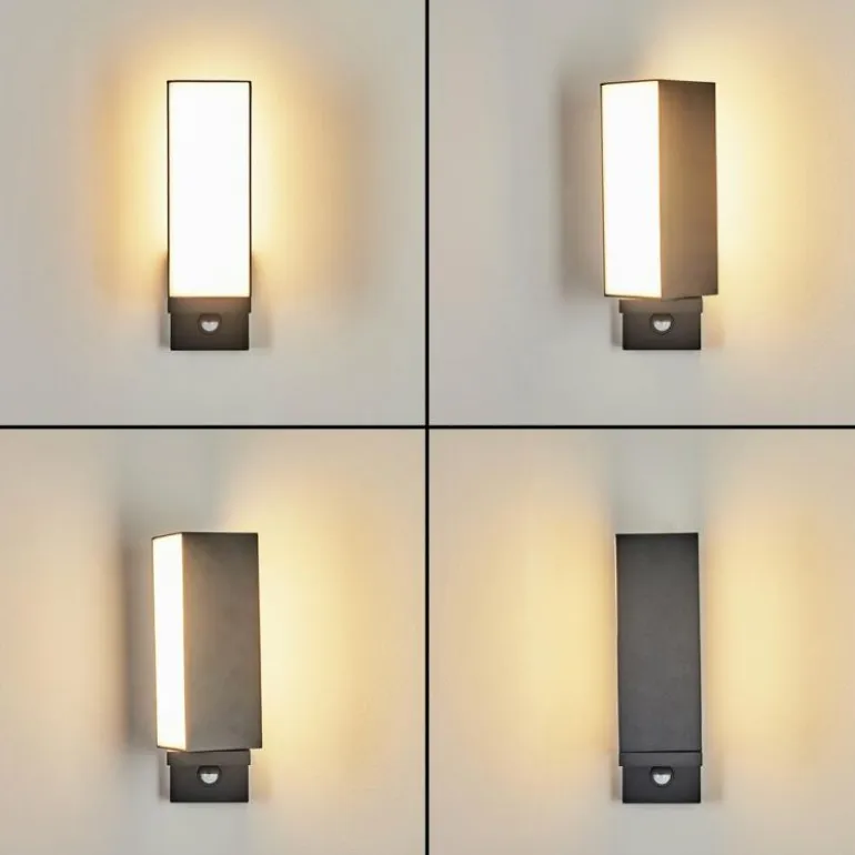 Applique murale d'extérieur Swanek LED Anthracite, 1 lumière, Détecteur de mouvement