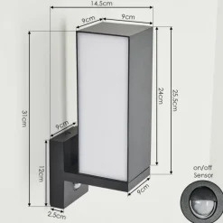 Applique murale d'extérieur Swanek LED Anthracite, 1 lumière, Détecteur de mouvement