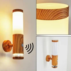 Applique murale d'extérieur Tenvik LED Brun, Couleur bois, 2 lumières, Détecteur de mouvement