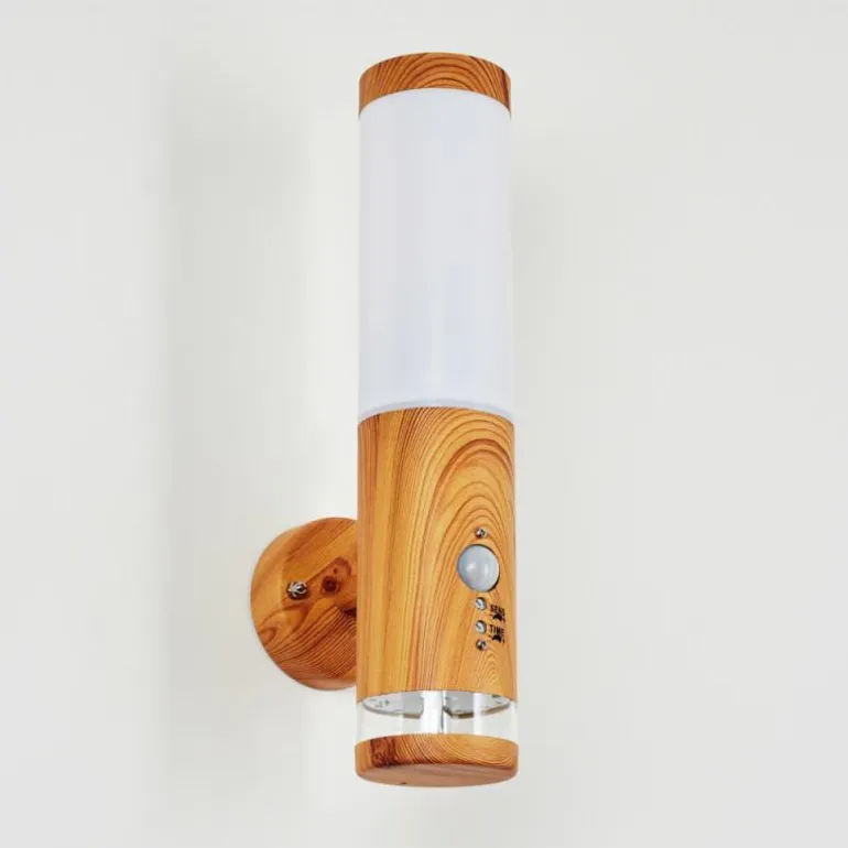 Applique murale d'extérieur Tenvik LED Brun, Couleur bois, 2 lumières, Détecteur de mouvement