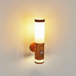 Applique murale d'extérieur Tenvik LED Brun, Couleur bois, 2 lumières, Détecteur de mouvement
