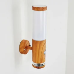 Applique murale d'extérieur Tenvik LED Brun, Couleur bois, 2 lumières, Détecteur de mouvement