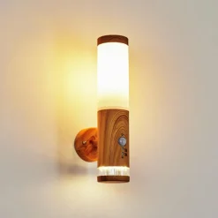 Applique murale d'extérieur Tenvik LED Brun, Couleur bois, 2 lumières, Détecteur de mouvement