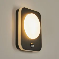 Applique murale d'extérieur Haga LED Noir, 1 lumière, Détecteur de mouvement