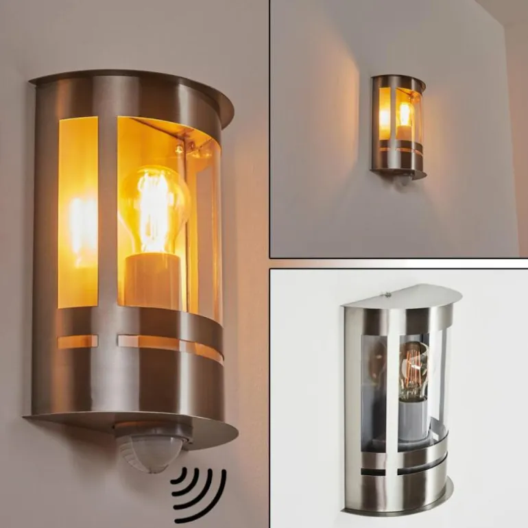 Applique murale d'extérieur Lauvdal Acier inoxydable, 1 lumière, Détecteur de mouvement
