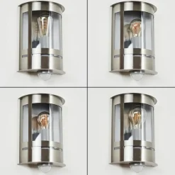 Applique murale d'extérieur Lauvdal Acier inoxydable, 1 lumière, Détecteur de mouvement
