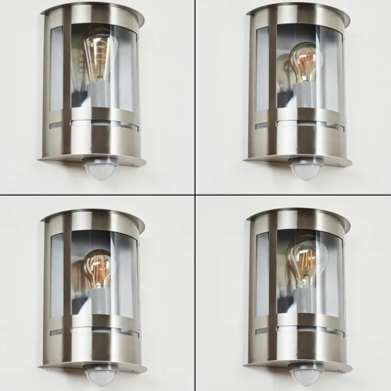 Applique murale d'extérieur Lauvdal Acier inoxydable, 1 lumière, Détecteur de mouvement