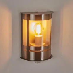 Applique murale d'extérieur Lauvdal Acier inoxydable, 1 lumière, Détecteur de mouvement