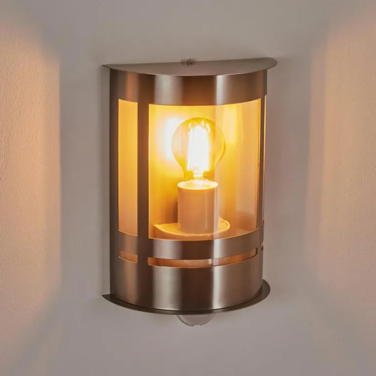 Applique murale d'extérieur Lauvdal Acier inoxydable, 1 lumière, Détecteur de mouvement