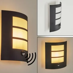 Applique murale d'extérieur Matilau Noir, Blanc, 1 lumière, Détecteur de mouvement
