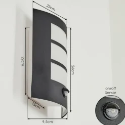 Applique murale d'extérieur Matilau Noir, Blanc, 1 lumière, Détecteur de mouvement