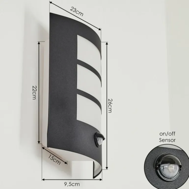 Applique murale d'extérieur Matilau Noir, Blanc, 1 lumière, Détecteur de mouvement