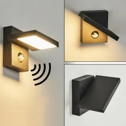 Applique murale d'extérieur Lyckan LED Noir, 1 lumière, Détecteur de mouvement