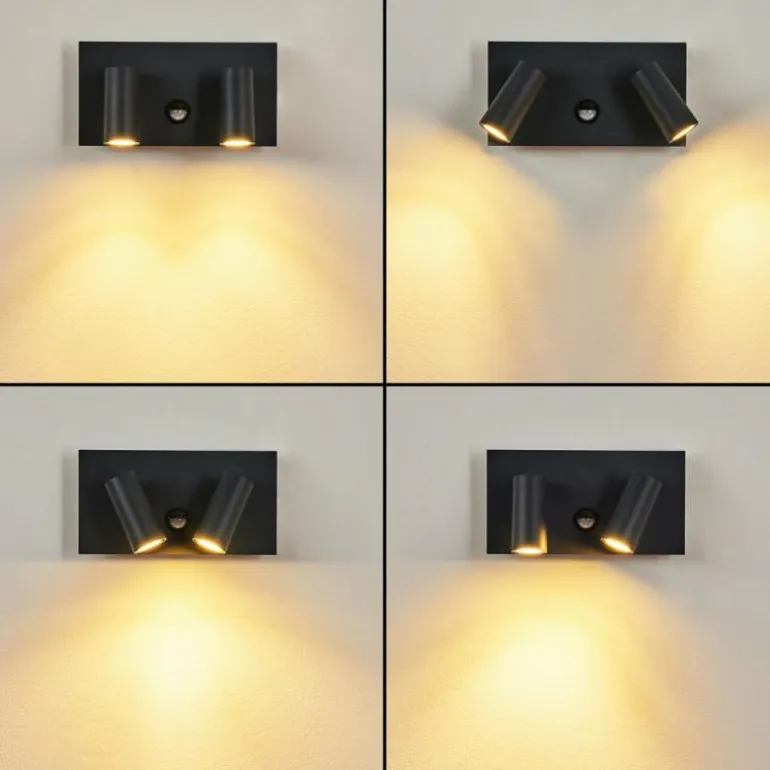 Applique murale d'extérieur Saeter LED Noir, 2 lumières, Détecteur de mouvement