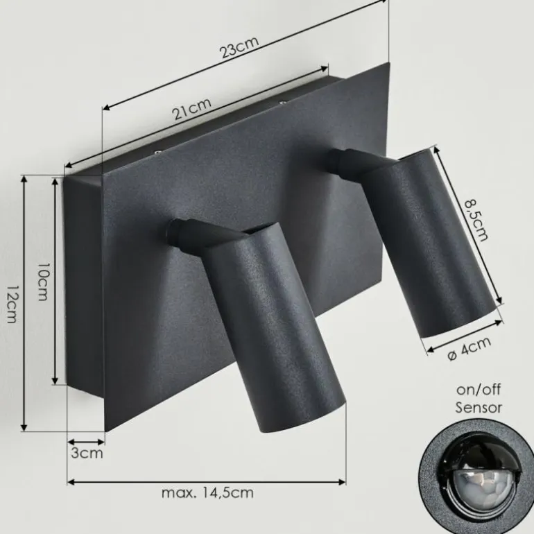 Applique murale d'extérieur Saeter LED Noir, 2 lumières, Détecteur de mouvement